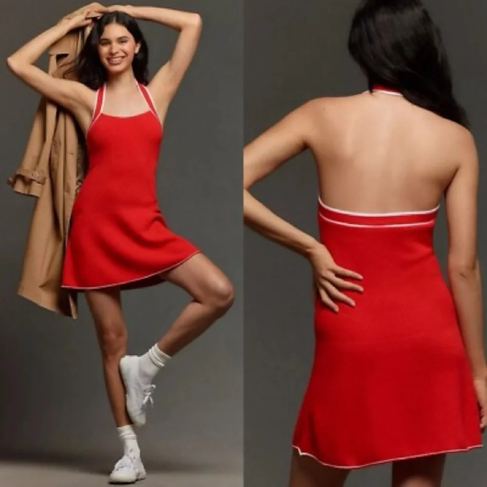 NWT new medium Anthropologie daily practice full speed halter dress knit red